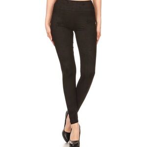 Black Lightweight Faux Suede Leggings